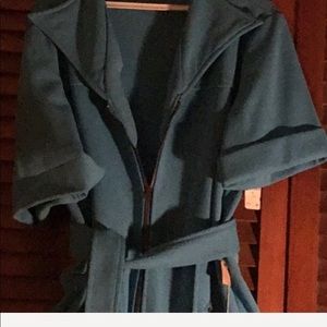 Vintage polyester zipper front jumpsuit. Blue